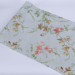 Yifely Rural Floal Vinyl Furniture Paper Pre-Pasted Shelf Liner Dresser Drawer Sticker 17.7 Inch by 9.8 Feet