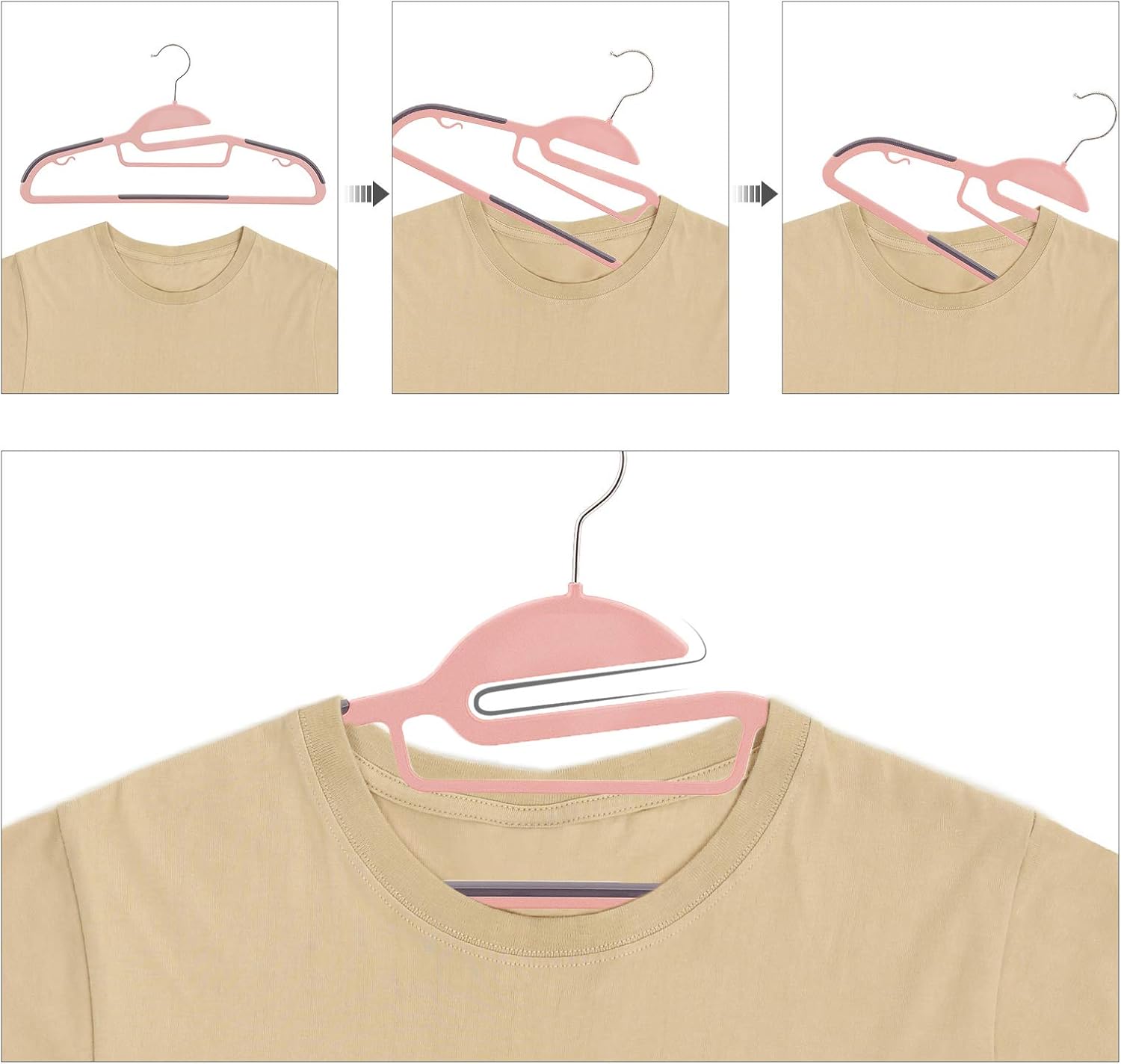 SONGMICS Plastic Clothes Hangers CRP041P01 with U-shaped Opening, Non-Slip and Space-Saving, 0.5 cm Thick, 41.5 cm Wide - Image 4