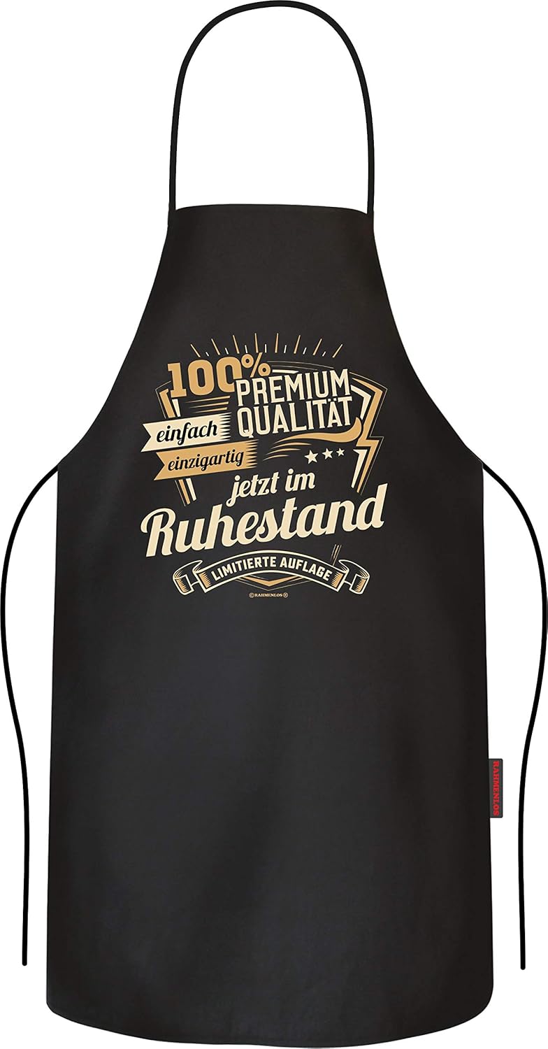 RAHMENLOS Grillschürze 100% Premium Qualität Ruhestand Rentner