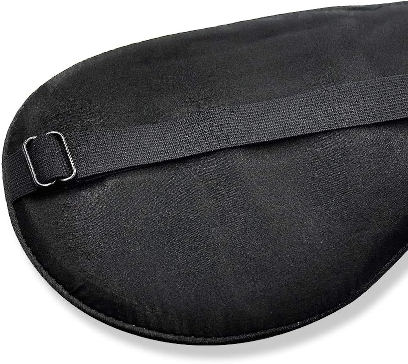LULUSILK Mulberry Silk Sleep Eye Mask Blindfold with Adjustable Strap, Soft Eye Cover for Women Men Night Sleeping, Travel, Nap(Black): Health & Personal Care