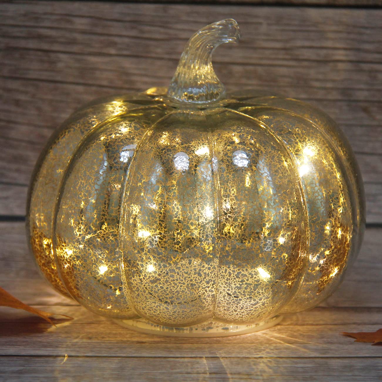 Photo 1 of ***(PARTS ONLY/ MAJOR DAMAGE/ NON FUNCTIONAL)***Fall Decor-Fall Decorations for Home Mercury Glass Pumpkin Light with Timer,Battery Operated Led Pumpkin Light,Ideal for Halloween Decoration, Thanksgiving Rustic Decor, Xmas Décor (Silver2)