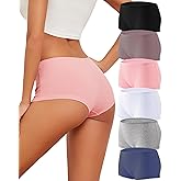 ALL OF ME Cotton Underwear for Women Boyshort Panties Full Coverage Boxer Briefs Stretch Boy Short Undies 6 Pack