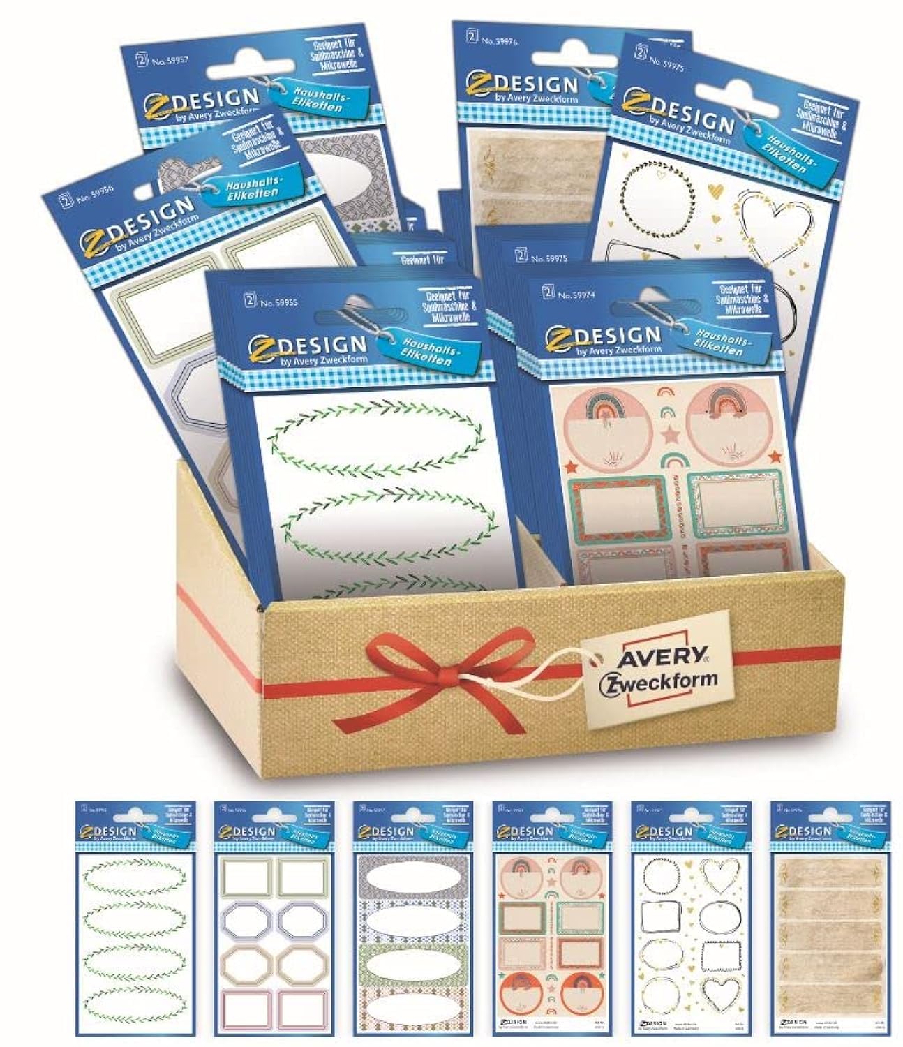 Avery España 48637 Assorted 60 Resistance and Waterproof Stickers, 6 Different Fantasies, Total 60 Stickers in Cardboard Display