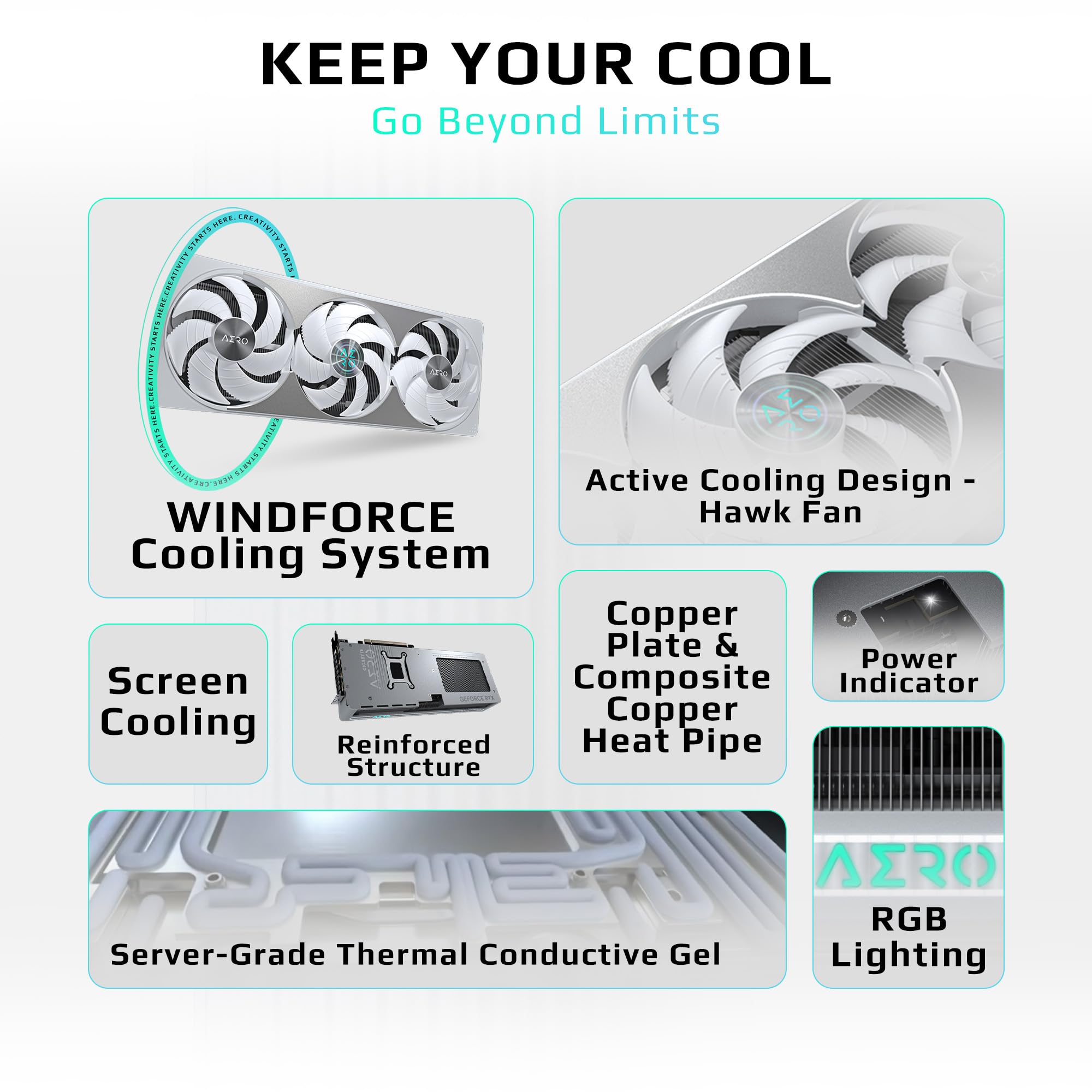 GIGABYTE GeForce RTX 5070 AERO OC 12G Graphics Card, 12GB 192-bit GDDR7, PCIe 5.0, WINDFORCE Cooling System, GV-N5070AERO OC-12GD Video Card