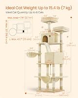 Feandrea Cat Tree 206 cm Large Tower with 13 Scratching Posts Beige PCT190M01V1 view 7
