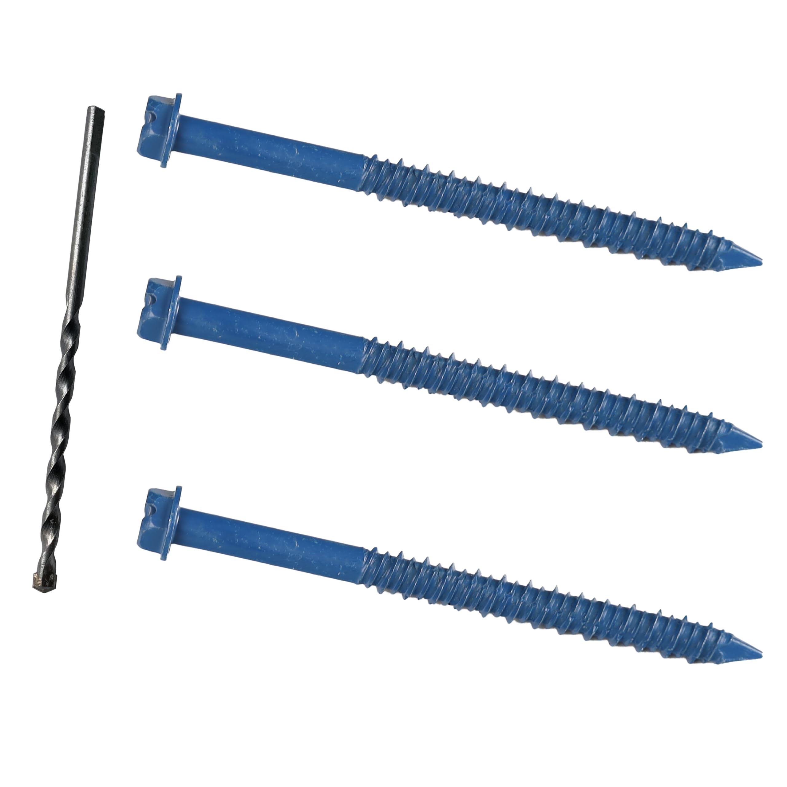Bobibbi 1/4 x 3-1/4" Hex Head Concrete Screw Anchor, for Anchoring to Masonry, Block or Brick (100Pcs) Image