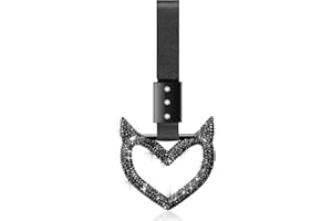 Fabbay Bling Car Accessories Bling Heart Handle Ring Car Accessory for Women Heart Hand Strap Drift Charm Rear Bumper Warning Ring Decor for auto Bus Interior Exterior Decoration (Black,Devil Style)