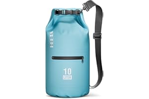 HEETA Waterproof Dry Bag with Front Zippered Pocket for Women Men, 5L/10L/20L/30L/40L Roll Top Lightweight Dry Storage Bag Backpack for Travel, Kayaking, Boating, Rafting, Camping, Hiking & Beach