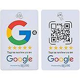 Revuzee Review Tap Card for Google Business Profiles | NFC and Custom QR Code Sign for Business | Includes Analytics and Customizable Landing Page | Same Size as a Standard Credit Card | White