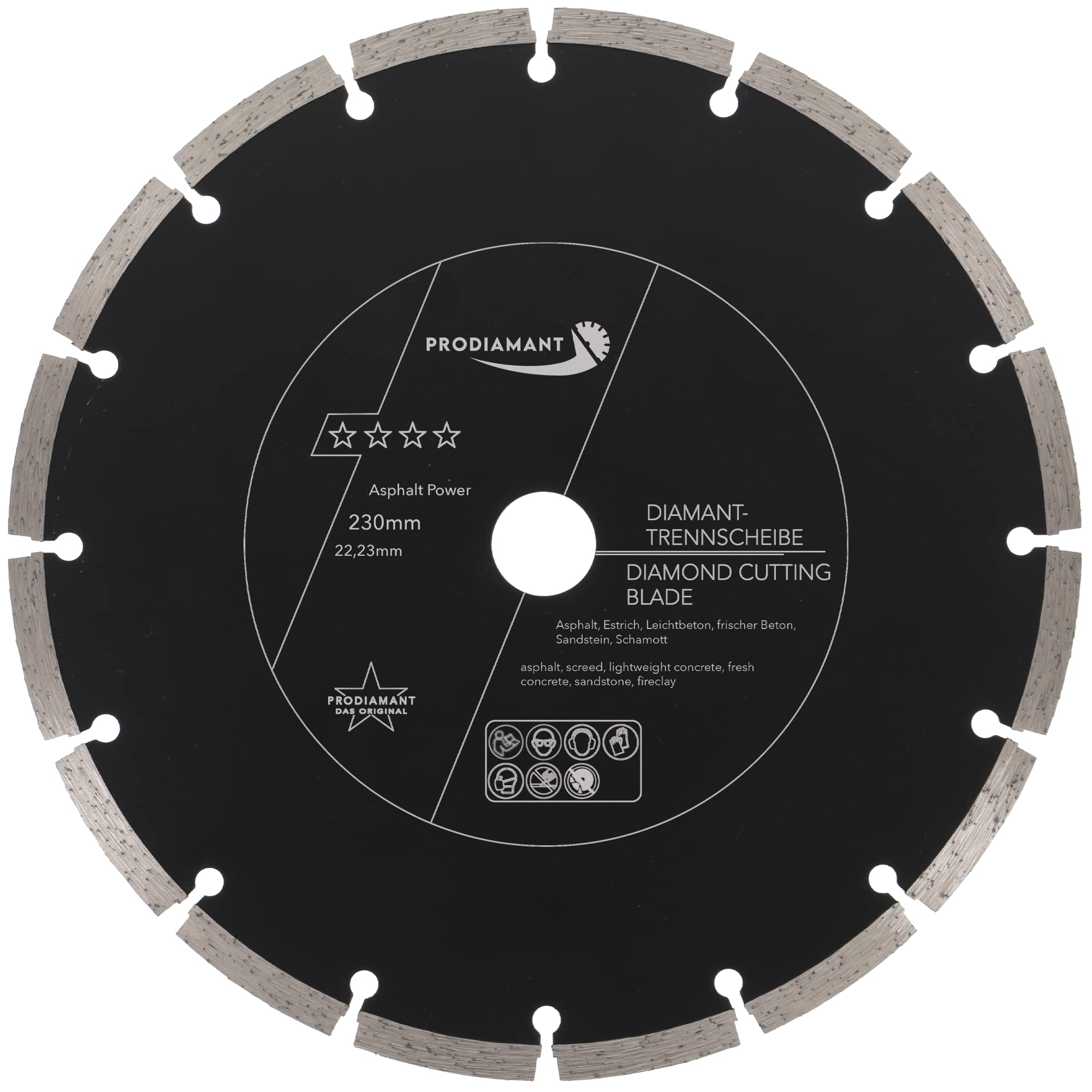 PRODIAMANT diamond cutting disc 230 mm 9 inch x 22.2 mm abrasive for asphalt, screed, lightweight concrete, fresh concrete, sandstone and fireclay — image 1