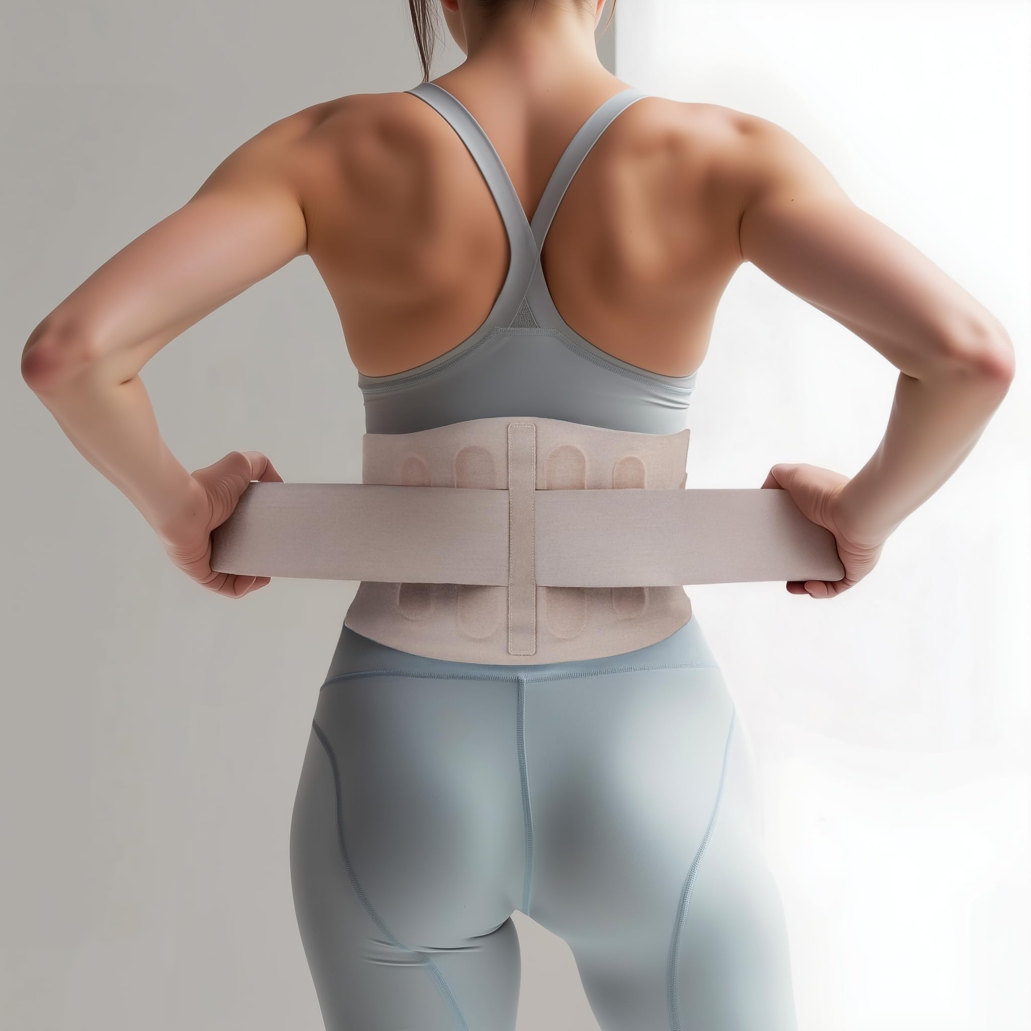 Photo 1 of Ergo CoreActive Slim Fit Lower Back Brace – Ultra-Thin Ergonomic H-Shaped Resin Support, Seamless Design for Strong & Comfortable Lumbar Support, Lightweight & Discreet Back Brace (Beige, X-Large)