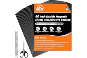 Aertiavty 60 Packs Magnetic Sheets with Adhesive Backing 8.5x11 Inch Adhesive Magnetic Sheets for Dies Storage - 20 Mil Magnetic Contact Paper Peel and Stick, Magnetic Strips with Adhesive Backing