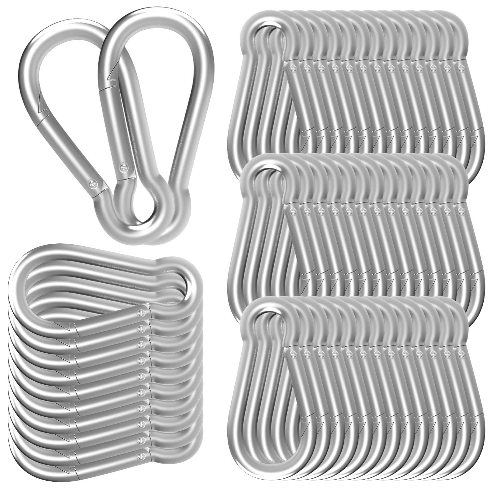 Photo 1 of 50-Pack M8 Carabiners Clip Heavy Duty Spring Snap Hook, 3Inch Galvanized Steel Carabiner, Safety Quick Links Snap Hooks, Spring Clips for Swing Hammock Camping Keychain Outdoor