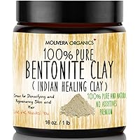 Molivera Organics Bentonite Clay for Detoxifying and Rejuvenating Skin and Hair, 16 oz.