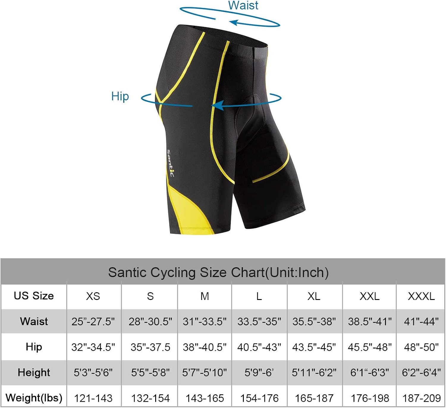 Santic Cycling Shorts Men's Bike Biking Bicycle Pants Tights 4D Coolmax Padded: Clothing