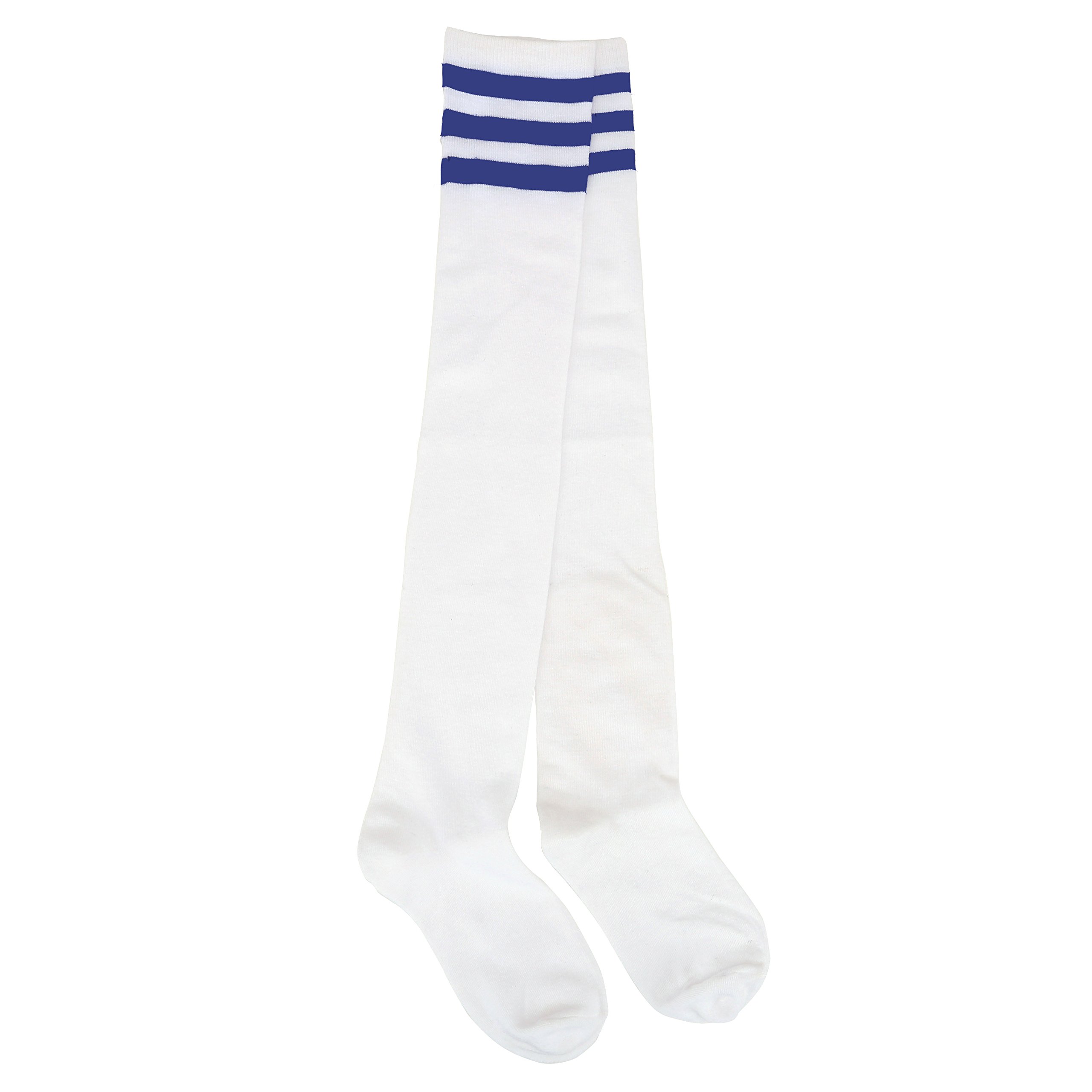 Ayliss Teen Girls Stripe Tube Dresses Over the Knee Thigh High Stockings Cosplay Socks,White W Blue