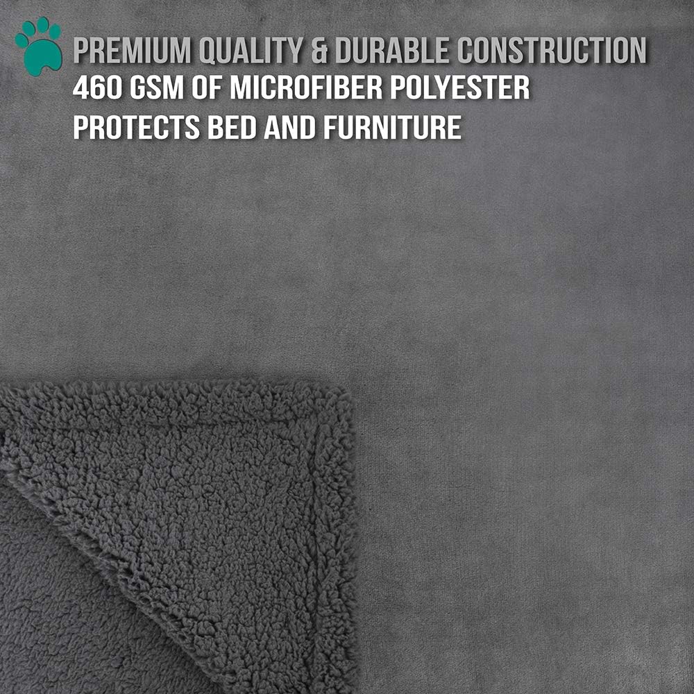PetAmi WATERPROOF Dog Blanket for Bed Couch Sofa | Waterproof Dog Bed Cover for Large Dogs, Puppies | Grey Sherpa Fleece Pet Blanket Furniture Protector | Reversible Microfiber | 60" x 80" (Gray/Gray) : Pet Supplies
