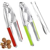 Nut Cracker, 2-Pack Stainless Steel Nutcracker with Non-Slip Handle, for Walnuts, Pecans, Hazelnuts, Pistachio, Lobster &amp; Crab Shells, Multi-Purpose Kitchen &amp; Seafood Tool (Red and Green)