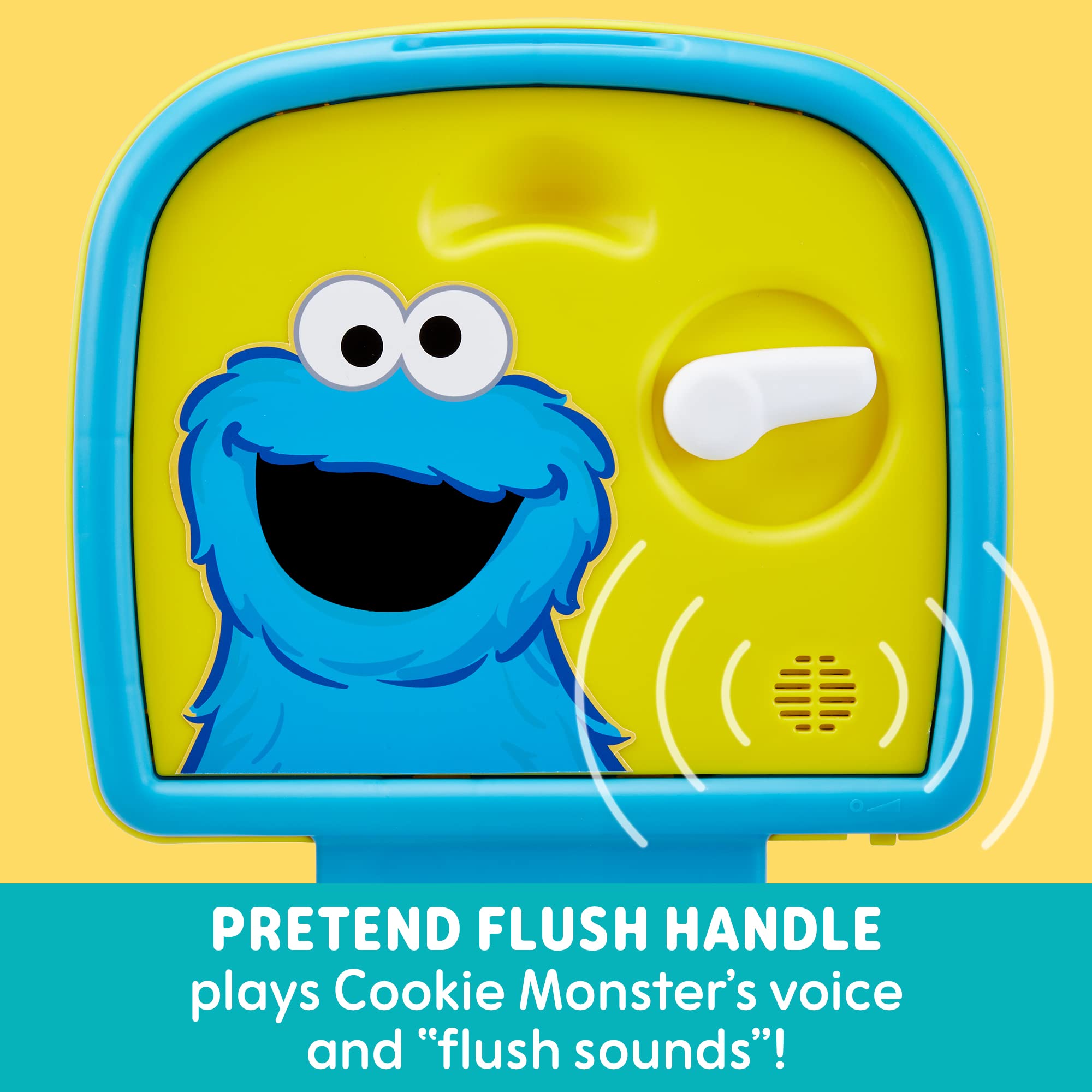 Sesame Street Cookie Monster Terrific 3 in 1 Potty Training Toilet Seat and Step Stool, Easy Clean Design with Flush Handle and Sounds, Portable, Great for Travel, Perfect for Toddler Boys & Girls 1-3