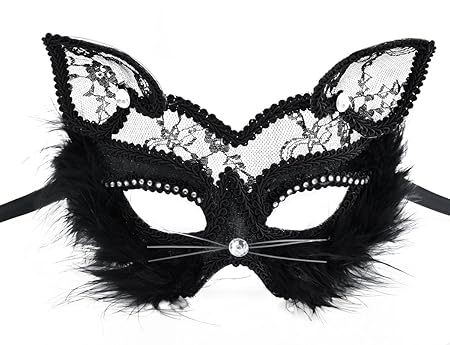 Katzenmaske, Coxeer Halloween Maske Maskerade Maske Venezianischen Masken Kostüm Party Prinzessin Katzenohren Schwarz