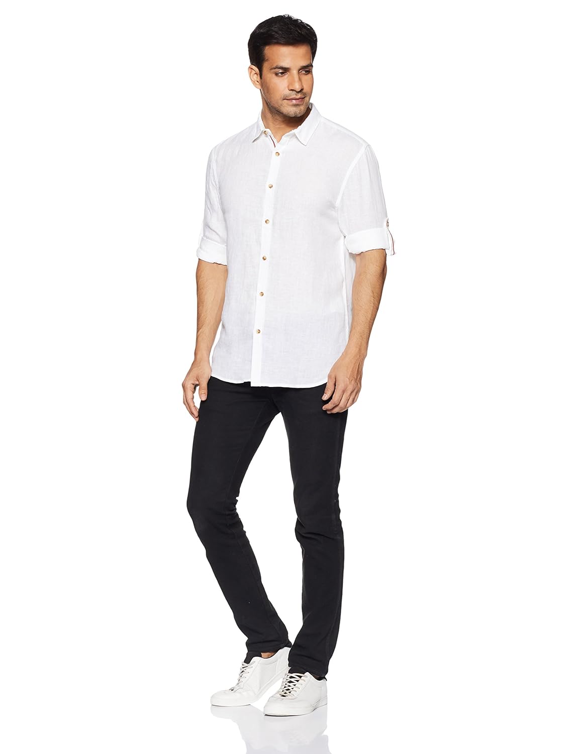 jack & jones men's solid slim fit linen casual shirt