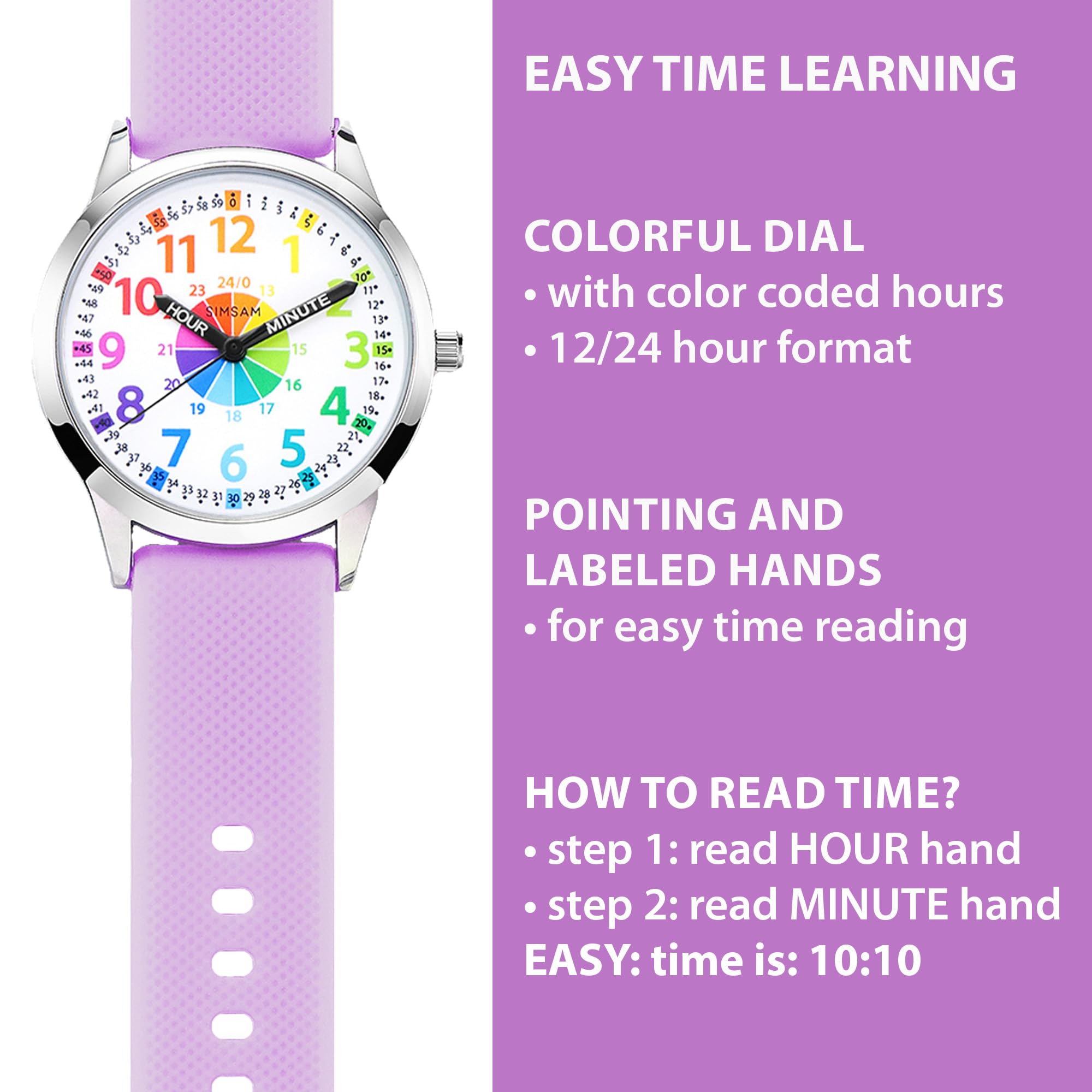 Kids Analog Watch, Learning Watch for Kids 8-12, Waterproof Time Teacher Watches for Boys Ages 5-7 6-8, Easy to Read Educational Girls Watches Ages 8-12, Great Gift Boys Girls Year 4-12 Old Waterproof