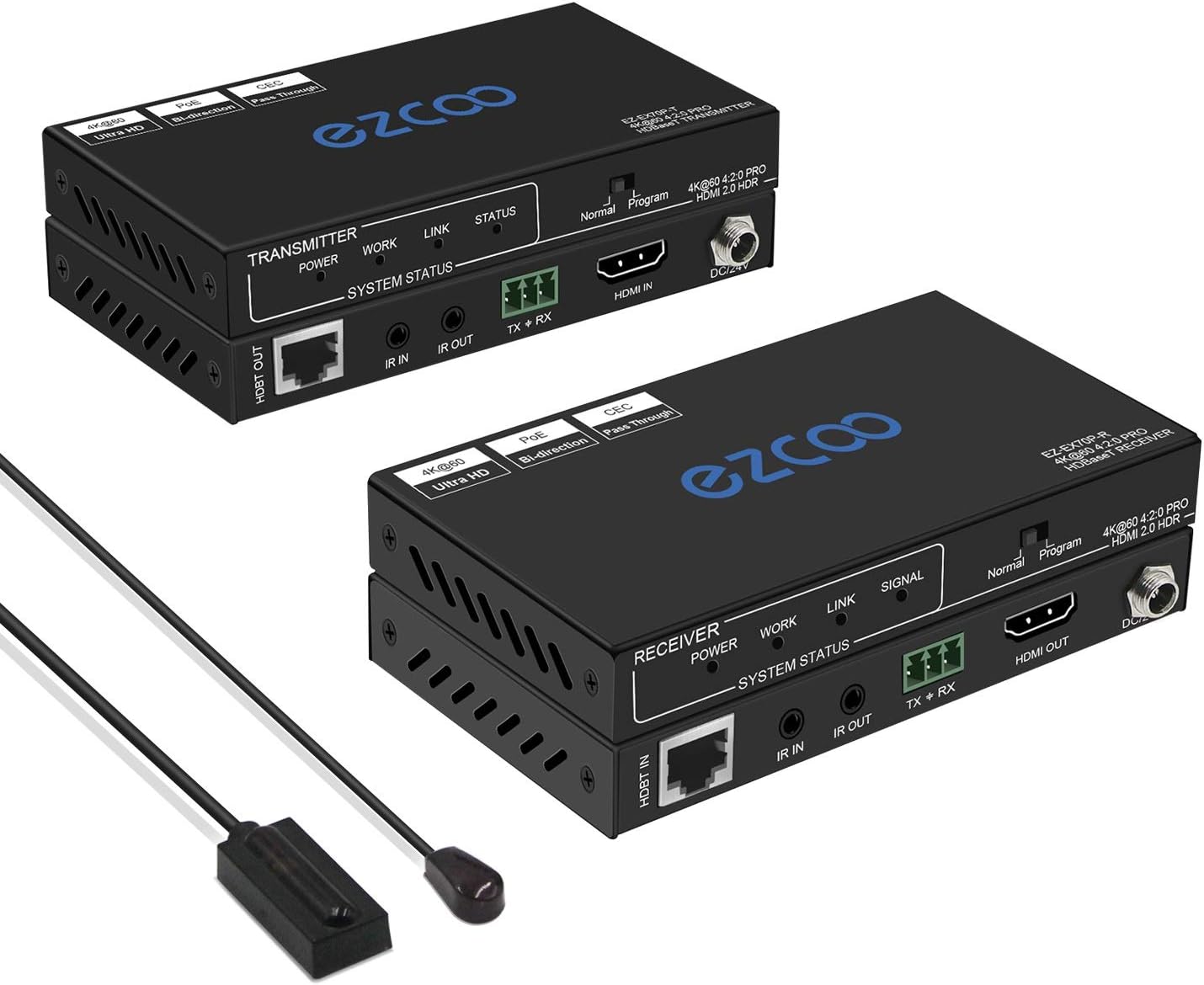 Amazon EZCOO HDMI 2.0 HD ベースT エクステンダ 非圧縮 4K 60Hz 4：2：0 8it ビット HDR