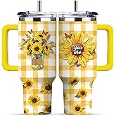 RHONGE Sunflower Tumbler For Women, 30 Oz Sunflower Christian Stainless Steel Tumbler, Christmas Gifts For Women Mom Sister Best Friends, Christian Bible Coffee Insulated Cup