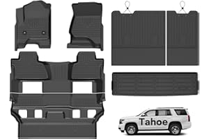 Wayhigh-All Weather Floor Mats and Cargo Mat Set Fit for 2015-2020 Chevy Tahoe & GMC Yukon Denali/SLE/SLT (Not XL)(Bucket Seat) with Backrest Mat TPE Car Mats Heavy Duty Rubber Floor Liners