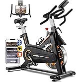 Exercise Bike, Wenoker Magnetic Stationary Bike for Home App Sync Indoor Bike with Adjustable Seat and Handlebar, Transport Wheels and Fitness Courses for Weight Loss