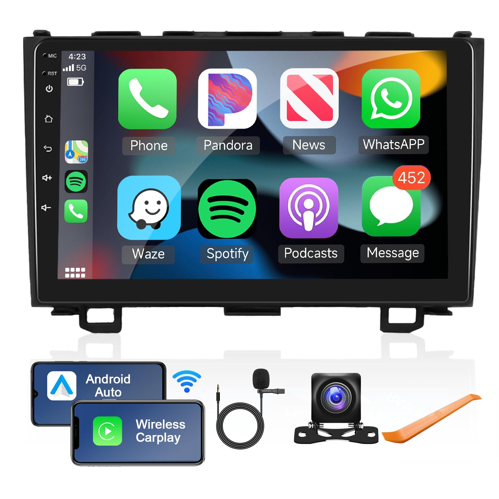 Hikity Android 15 Car Stereo For Honda CRV 1997-2001 - 9" Touchscreen With Wireless CarPlay & Android Auto