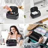 Etercycle Leather Toiletry Bag Hanging Wash Bag Waterproof Jet Black view 7