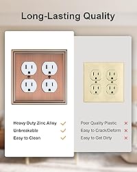 TREEWELL 2-Pack Double Duplex Outlet Cover, Antique