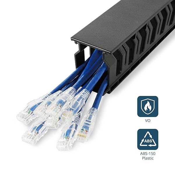 TECMOJO 2 PACK 1U SERVER RACK HORIZONTAL CABLE MANAGEMENT WITH COVER,2.6“ DEPTH PLASTIC CABLE MANAGER,RACK MOUNT 12 SLOTS WIRE DUCT ORGANIZER,FOR 19 INCH AV/IT/DATA/AUDIO AND NETWORK CABINET