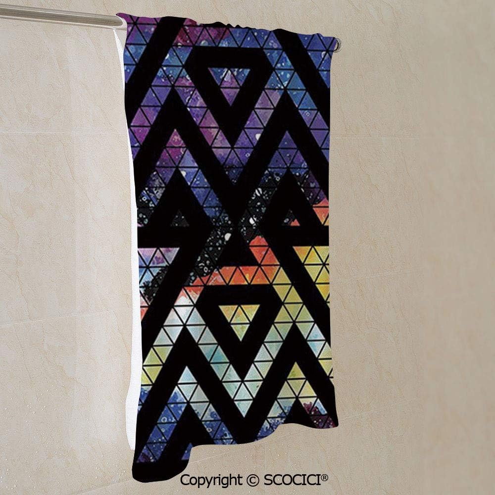 YOLIYANA Personalized Beach Towels Galaxy Themed Background with Geometrical Shapes Triangles and Lines Lace for Women Kids Girls Boys Adults Men W27.5 x L55