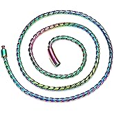 ROWIN&CO 6mm Multi-Color Chain Necklace Rainbow Stainless Steel Diamond Cut Miami Curb Cuban Link Necklace, Nickel-free, Colorful Chains, Hip hop Jewelry Choker Chain, 18-35 inch