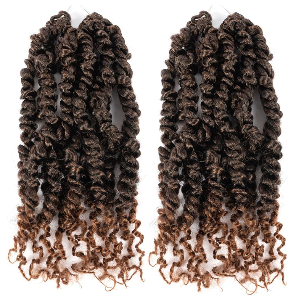 YDDM Short Passion Twist Crochet Hair - Deep Wave Braiding Extension, Pretwisted Synthetic (8 Inch, 1B/30#), 1.0 Count
