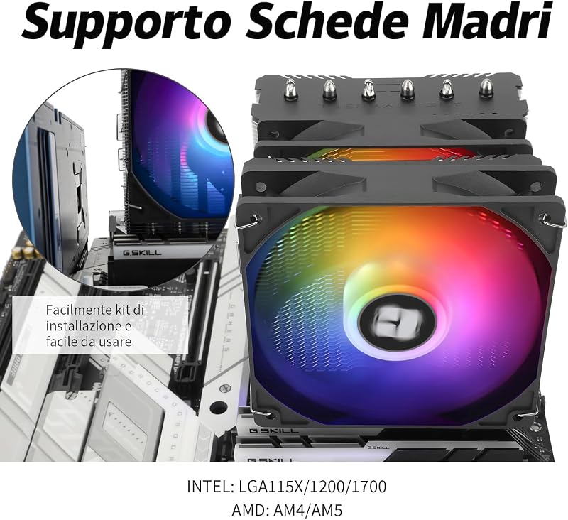 TR Peerless Assassin 120 SE ARGB Refroidisseur d'air CPU, 6 caloducs refroidisseur de CPU, double ventilateur 120mm TL-C12C-S PWM, technologie AGHP, pour AMD AM4/Intel 1700/1150/1151/1200