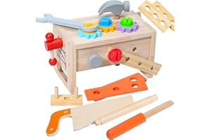 Montessori Mama Wooden Kids Tool Set - 29 Piece Pretend Play Construction Toy Tools Set - STEM Educational Toy - Toys for Kids Toddler Tool Set - Toys for 4 Year Old