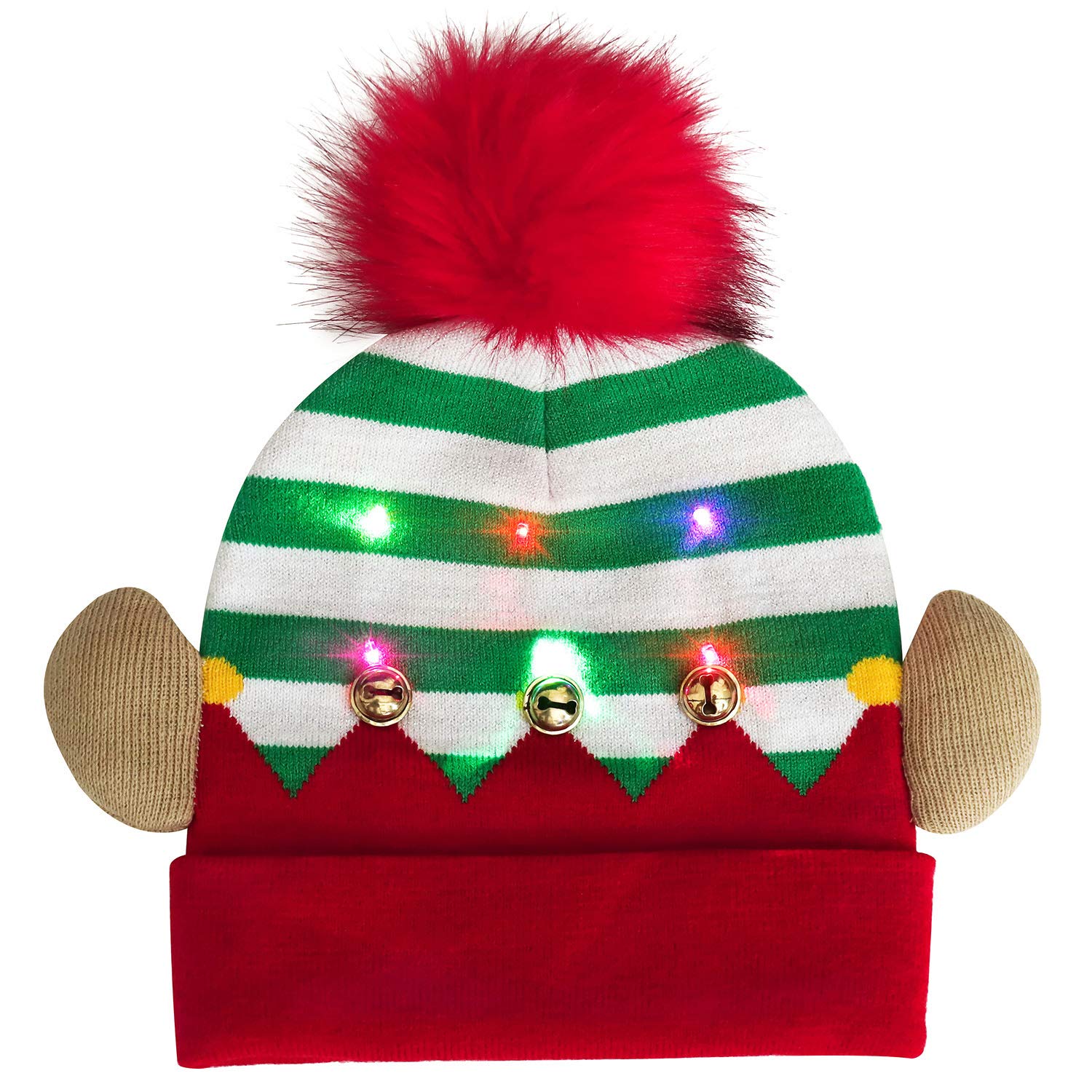 LED Christmas Knitted Hats, Fascigirl Kids Light-up Xmas Knit Beanie Adults Cap