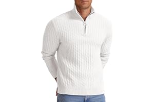 Askdeer Men's Quarter-Zip Sweater Waffle Mock Turtleneck Pullover Sweater Casual Soft Knit Polo Sweater