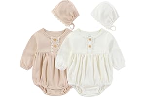 Ruliby Baby Girl Clothes Cotton Bubble Romper Floral Bodysuits Infant Outfit Set