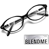 BLENDME Retro Oval Blue light Glasses with Pearl for Women Frame for Computer/Gaming/Screen