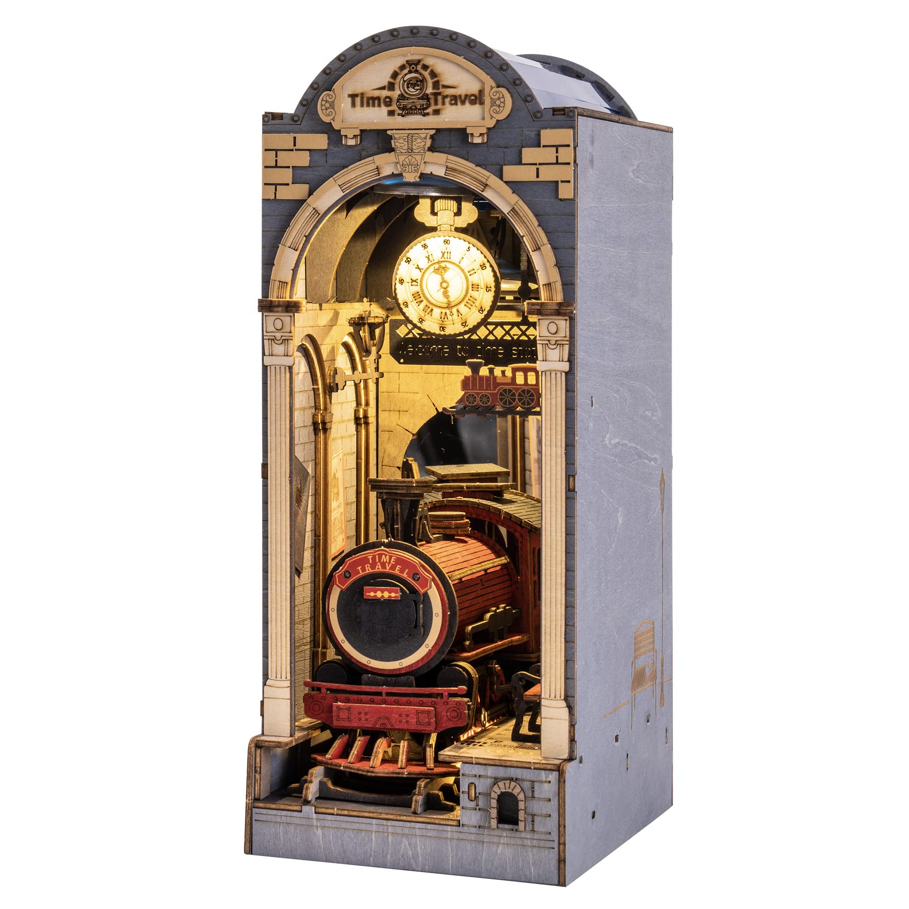 Rolife DIY Book Nook Kits 3D Wooden Puzzle Model Kits for Bookshelf Bookends Decor with Furniture and Accessories (Time Travel) — image 1