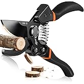 DECERK 8.5" Professional Pruning Shears - Cuts 4X Easier with Ultra Sharp Japanese Steel Titanium Blade, Arthritis Friendly G
