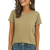 LINKDEER Women's T Shirts Breathable Tops Basic Round Neck Plain Tee Casual Soft Tshirts Classic Summer Fashion Short Sleeve