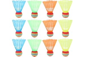 Milisten 12pcs Badminton Shuttlecocks Badminton Birdies Colorful Nylon Sports Shuttlecocks Rainbow Head Training Balls for Kids Adult Indoor Outdoor Exercise Training Sports Activities Fitness