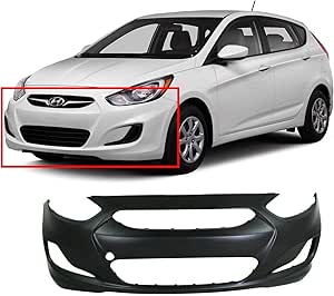 Primed Front Bumper Cover for 2012-2013 Hyundai Accent Sedan/Hatchback ...