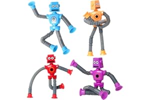 YAYOSUE 4 Pcs Telescopic Pop Tubes Robot Toy Shape Changing Sensory Toys Stocking Basket Stuffer for Kid ADHD Fidget Baby Toy