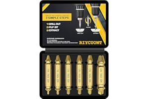 RIYCUOWT Gifts for Men, 6Pcs Titanium Damaged Screw Extractor Set - Remover for Stripped Head Screws Nuts & Bolts Drill Bit Tools for Easy Removal of Rusty & Broken High Speed Steel Superb Gift